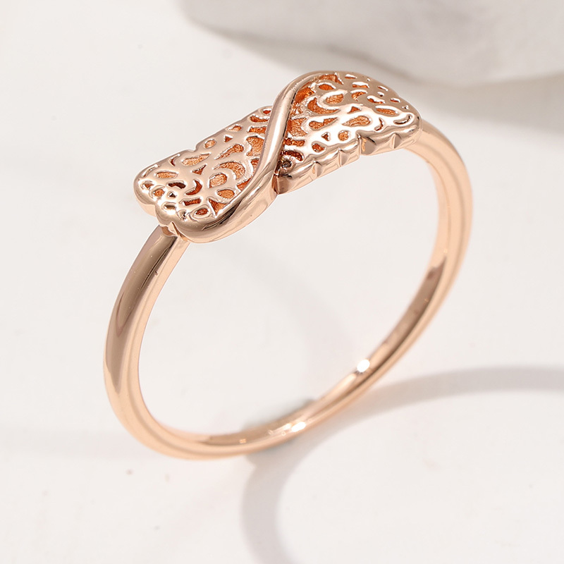Exquisite Twisted Hollow Carved Thin Band Ring, Elegant Style